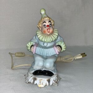 VINTAGE Scary Clown Porcelain Figurine Accordion Lamp Home Decor Creepy Child